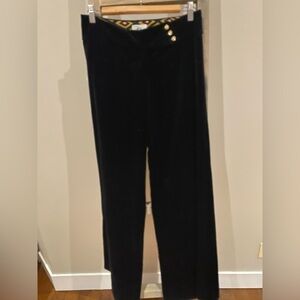 MILLY of New York black velvet mid rise wide leg pants